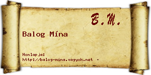 Balog Mína névjegykártya